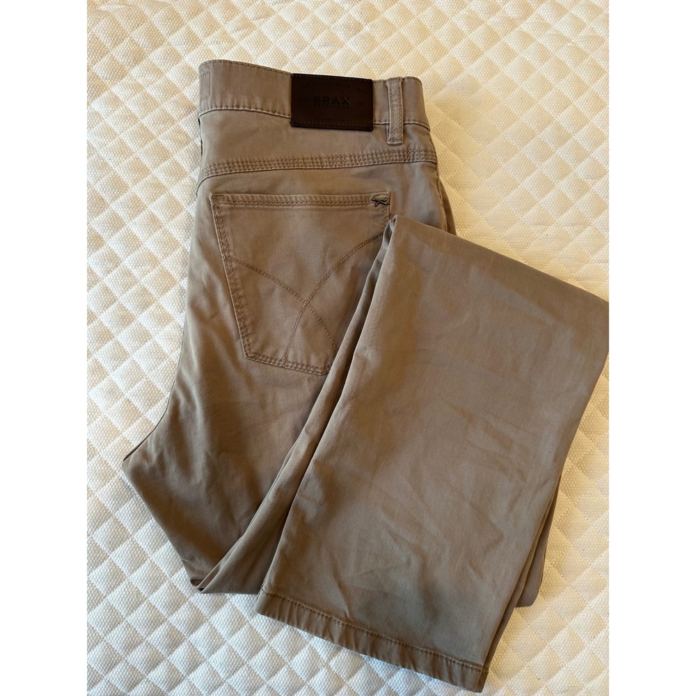 Brax Feel Good Cooper Fancy Mens Regular Fit Pants Tan Brown Size 32/32